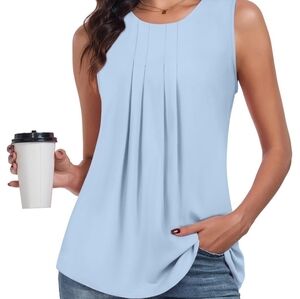 Elegant Sky Blue Sleeveless Blouse